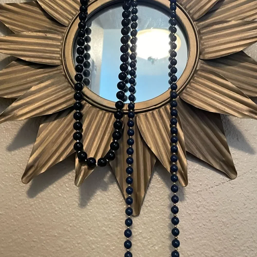 Vintage Monet Navy Blue Gold Color Bead Necklace Plus 1